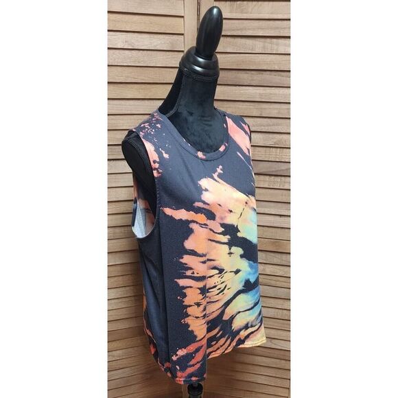 Shoreline Wear Womens Black Tiger Tie-Dye Sleeveless T-Shirt Tee Size 2X XXL Top - Picture 2 of 6
